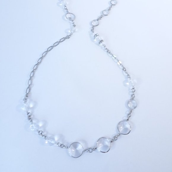 Ann Taylor Clear Stone Fireball Link Toggle Necklace  NWOT $59.50 - Picture 8 of 11